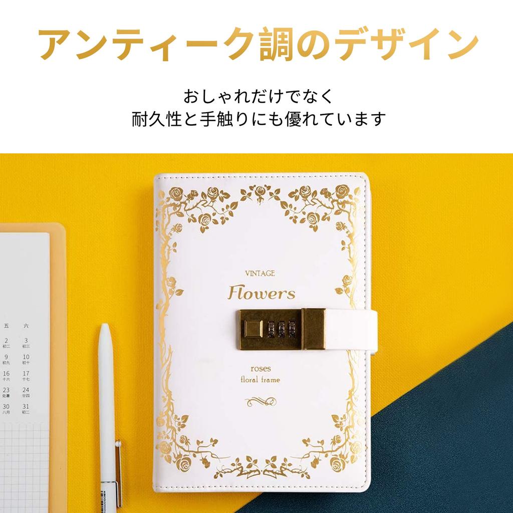 CAGIE Lockable PU Refillable Lockable Password Business System Memo Schedule White Notebook, Leather, Diary, Diary, Girl's Diary, Holder, Planner,