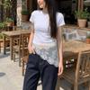 Layered Design Korean Lace Apron White Belted Overlap Scarf Niche Lace Triangle Belt  Photography