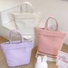 Solid Color Style Small Tote Bag With Zipper Pocket For Work