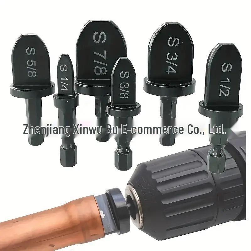 6-Piece Imperial Flaring Tool Set: Black Triangular Hex Shank Tube Expander for Air Conditioning & Copper Tube Repair