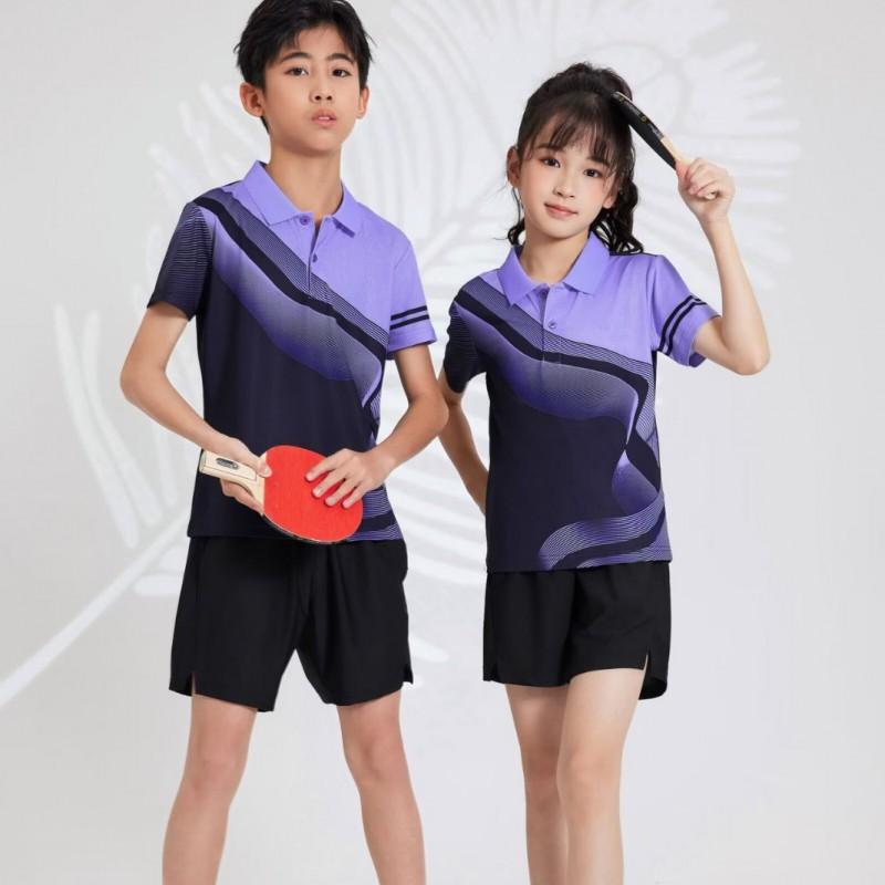 Unisex Breathable Sport Polo Shirt Badminton Tennis Training Kids Adult Athletic Wear Custom Print