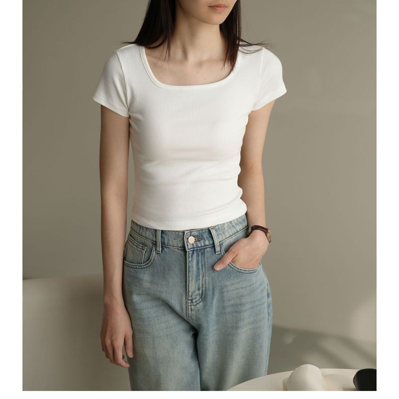 

Thread Knitted Rose Red Short Slim fit Cami Fashion Sleeveless Slim fit Elastic Breathable Slim fit Sports White Short Sleeves L