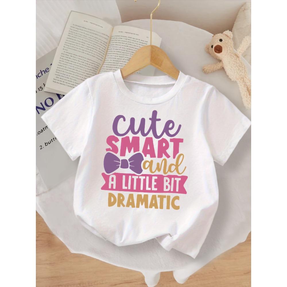 Summer casual cute girl white short sleeved, colorful letter cartoon pattern printed short sleeved, suitable for daily outings