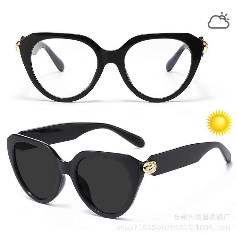 New fashion light luxury color-changing flat glasses UV-proof sunglasses for women, European and American men