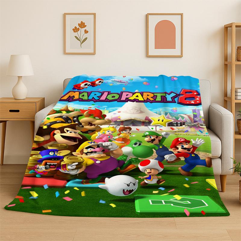 Cartoon MMario Bros Game Flannel Blanket Soft Warm Throw Blanket for Bedroom Living Room Bed Travel Camping Picnic Gift Kids 75x100cm