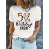European Size Creative Design Leopard Print Letter Pattern Women's Fashion Trend Short Sleeve, Simple Casual Sport T-shirt