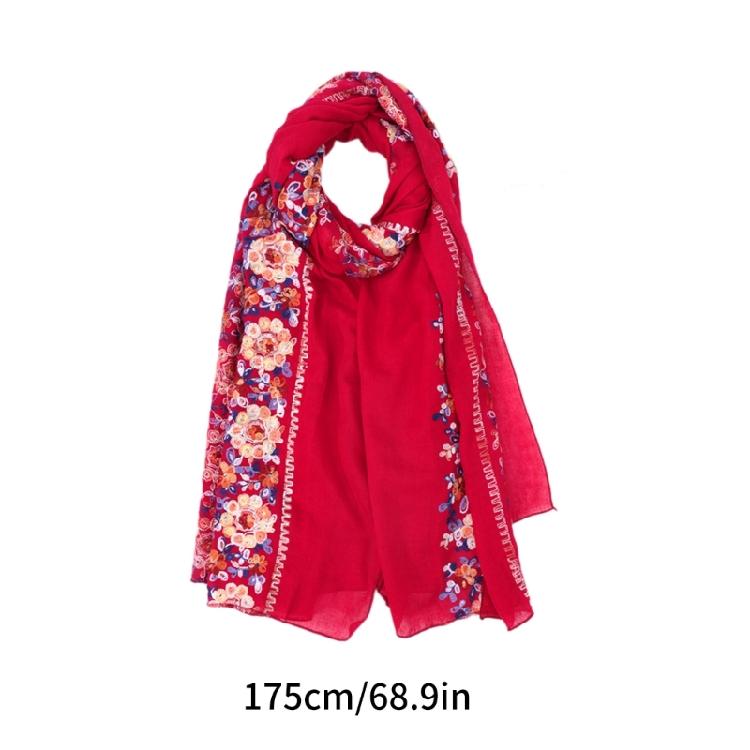 Embroidery Flower Pashmina Lady Thin Scarf Soft Shawls Lady Wraps Blanket Scarf