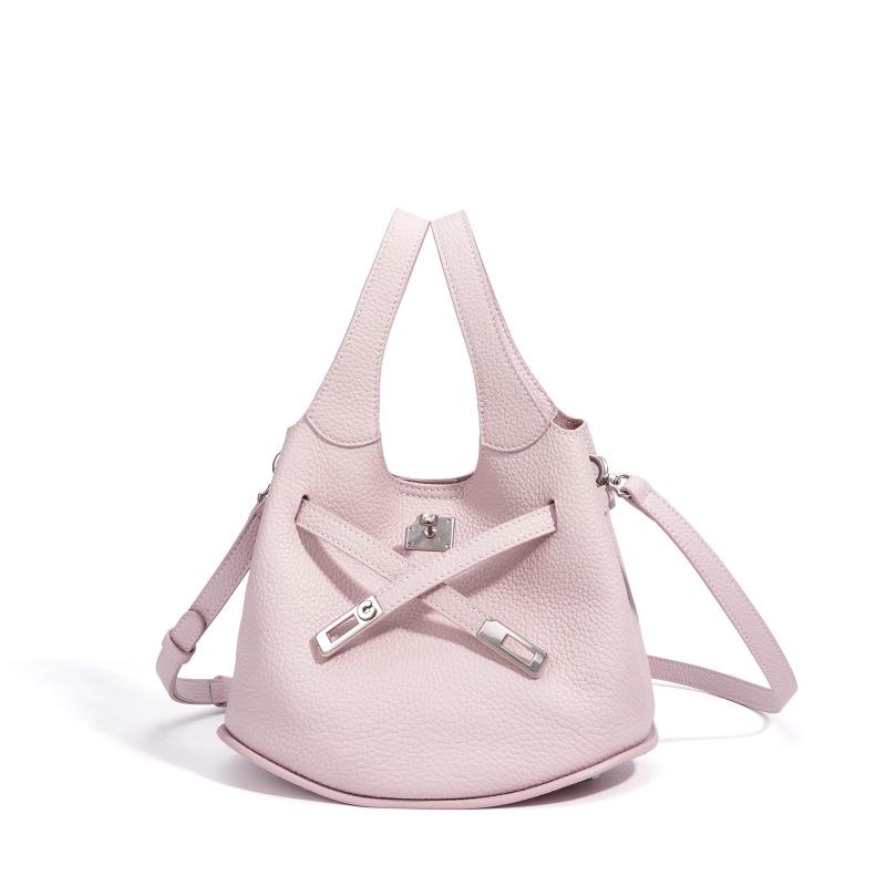 Light luxury commuter handbag bag exquisite first-layer cowhide vegetable basket bag genuine leather spring and summer new shoulder bucket bag