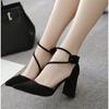 Fashion Women's Shoes Sandals Female Summer Thick with High-heeled Pointed Stiletto Sexy Nightclub Buckle Strap Zapatilla Mujer