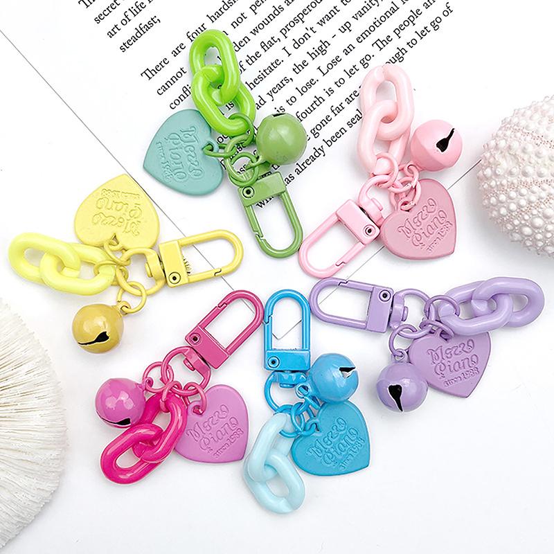 Heart Keychain Korean Style Key Chain Girl Cute Keyring Earphone Cover Purse Backpack Ornament Accessories