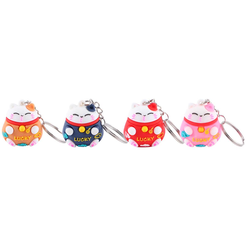 Ornaments Phone Accessory Good Luck Car Keyring Lucky Cat Keychain Cartoon Key Ring Bag Pendant