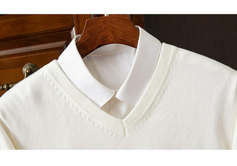 Men's Plus Size Knitwear: Autumn/Winter V-Neck Business Sweater