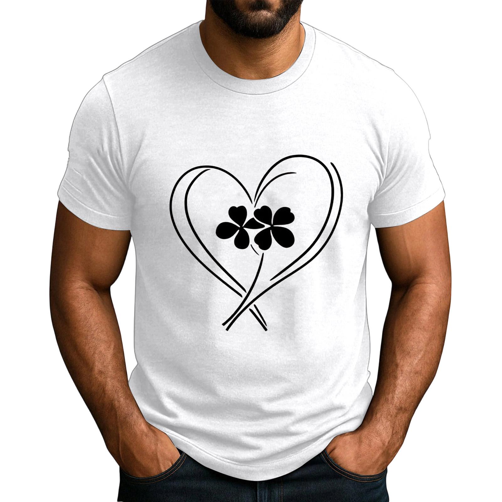 Мужская популярная футболка с принтом круглым вырезом и коротким рукавом XL белый 1390₽