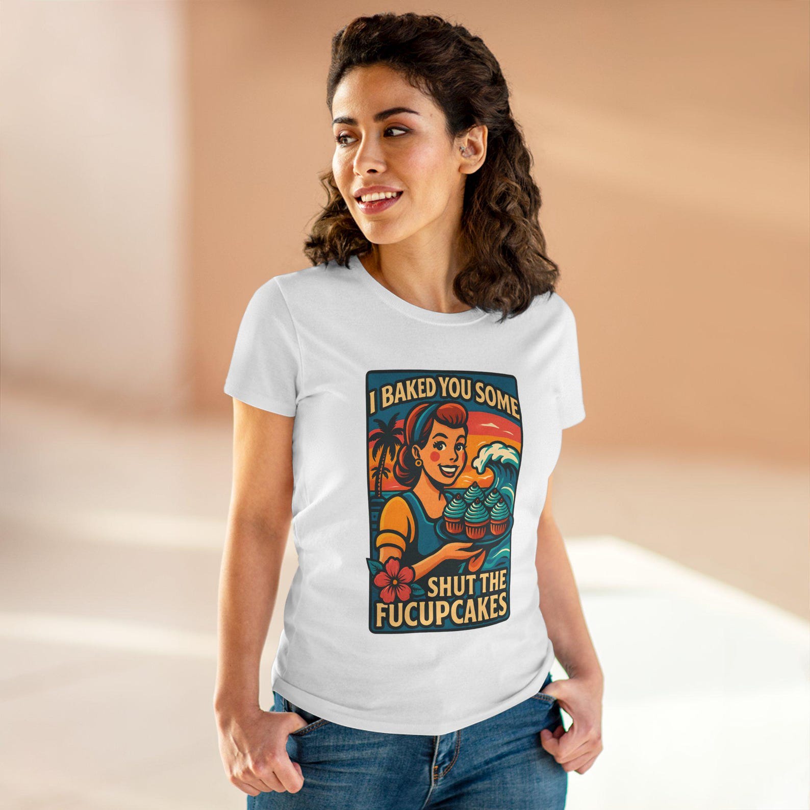 Shut the Fucupcakes Women s Tee: Sarcastic Humor Cotton Top S
