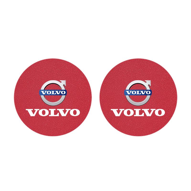 2Pcs Suede Car Coaster Mat Anti-slip Water Cup Pad For Volvo Rdesign XC90 V90 V60 XC60 XC40 V40 EC40 EX40 S60 S90 S80 V70 EX90