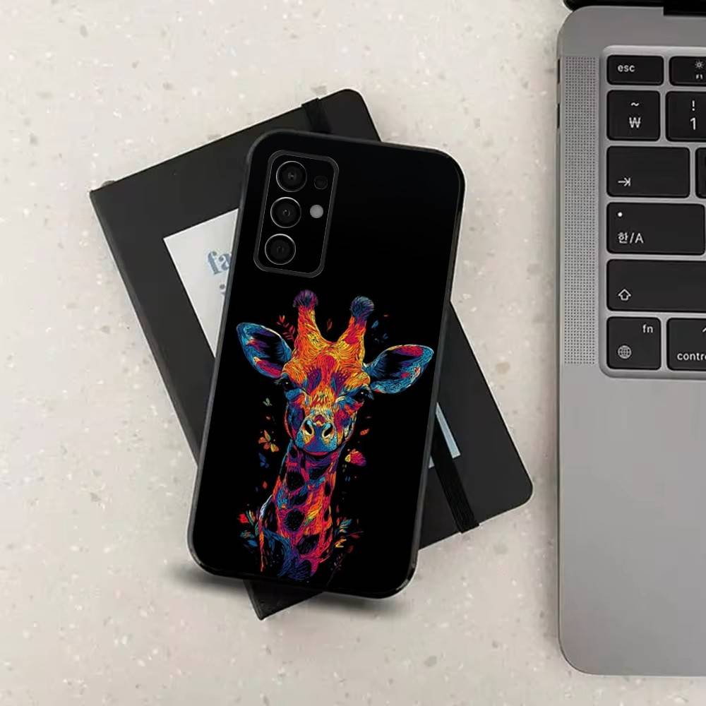 Colorful Art Animals Phone Case For Samsung Galaxy A13,A21s,A22,A31,A32,A52,A53,A71,A80,Soft Black Shell