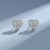 Sterling Silver 100% 925 Earrings for Women Certified Moissantie D Color Ear Studs Heart Shape Round Birthday Gift Fine Jewelry