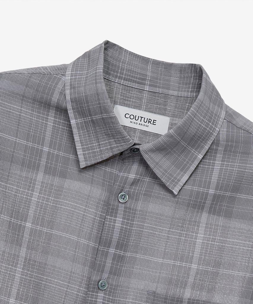 MINDBRIDGE [Couture] Crease 60-Count Gray Check Oversized Shirt