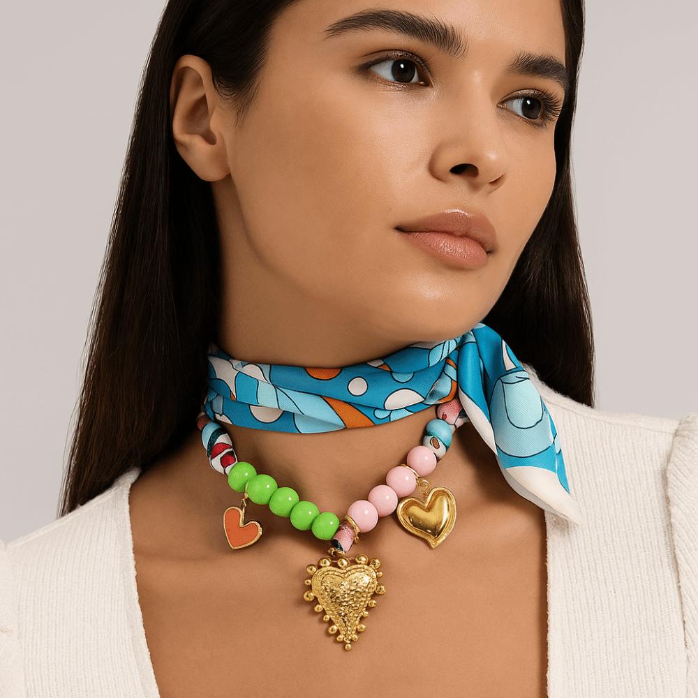 Ethnic Style Sweet Pendant Necklace Personality Bag Accessories Creative Colorful Headscarf  Male