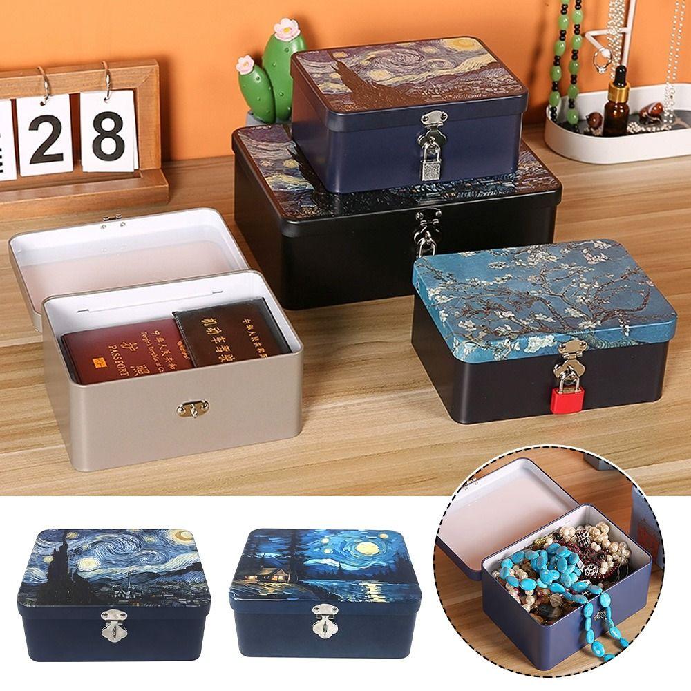 Password Lock Tinplate Box Large Size Password Lock Box Organizer Box Storage Box  Personal Items