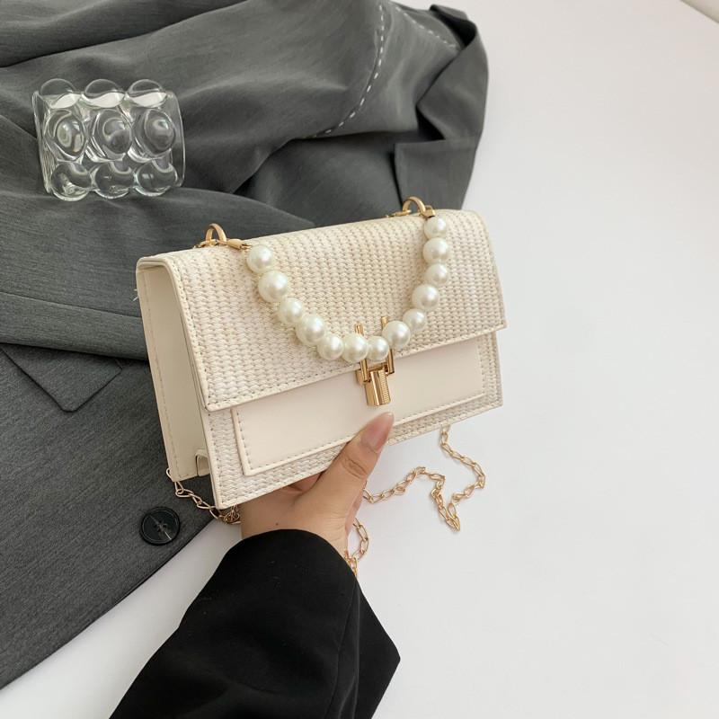 Trendy Small Chain Crossbody Bag For Women In Blue White Pink And Khaki Colors