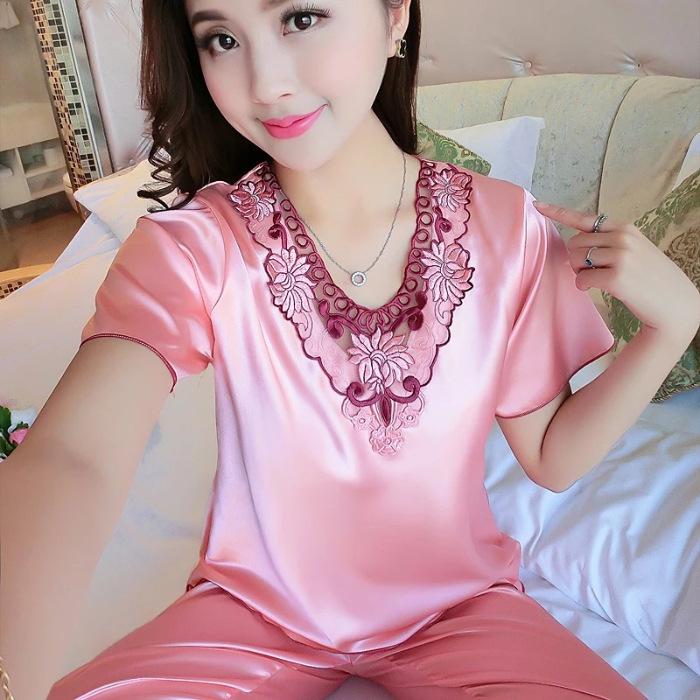 

2 Pcs/Set Women Nightie Set Solid Color Sleeping Comfortable Soft Plus Size Large Suit M светло-розовый