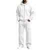 Winter Hooded Sweatshirt Jacket and Cargo Sweatpants Set, 2 Piece Casual Sweatsuit