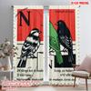2pcs 2D Flat Printing Party Curtains Birds Emphasize Stop October Polyester Fabric Without Electricity Festive Holiday Use for