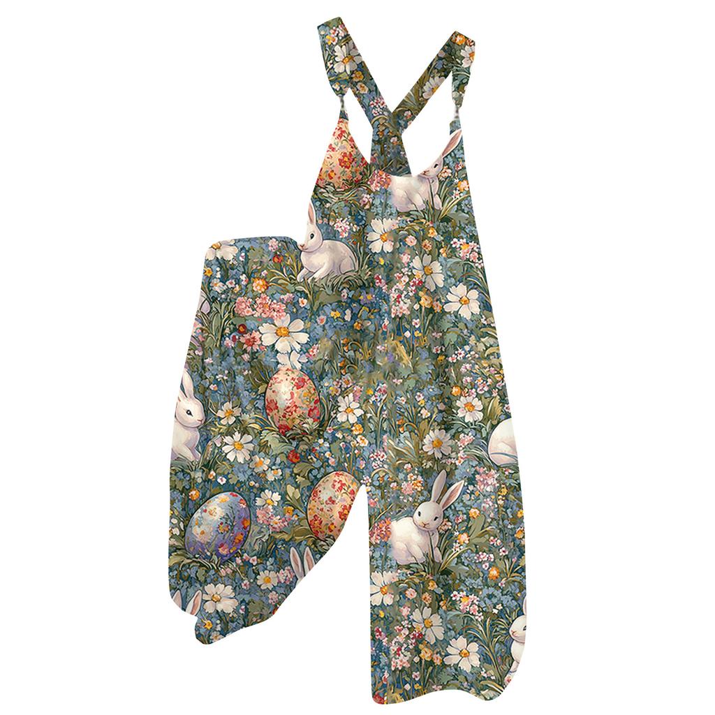 Women's  Overalls  Print Vintage Jumpsuit (Non-Adjustable Straps)