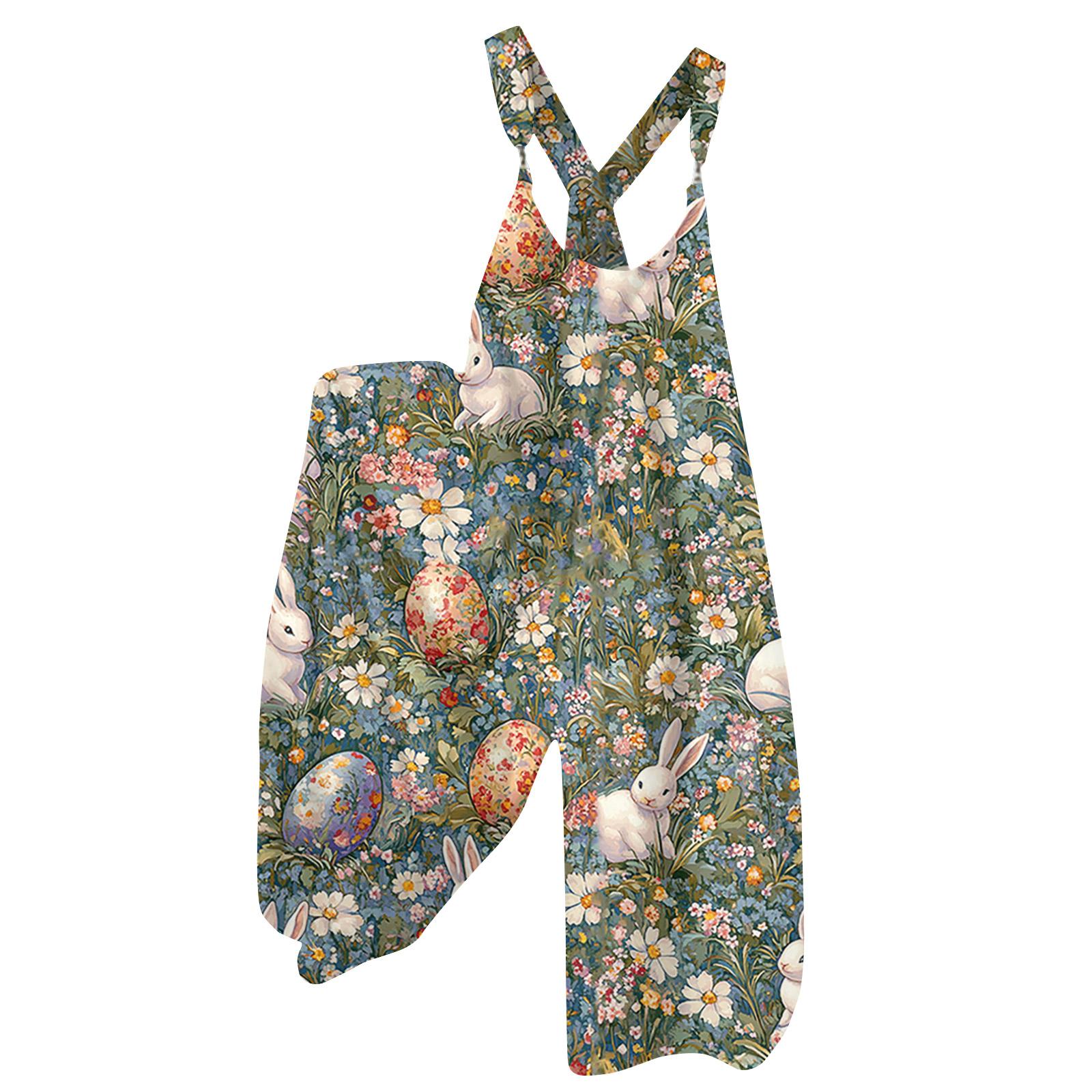 Женский комбинезон с принтом в винтажном стиле (Нерегулируемые ремни) L армия зеленый