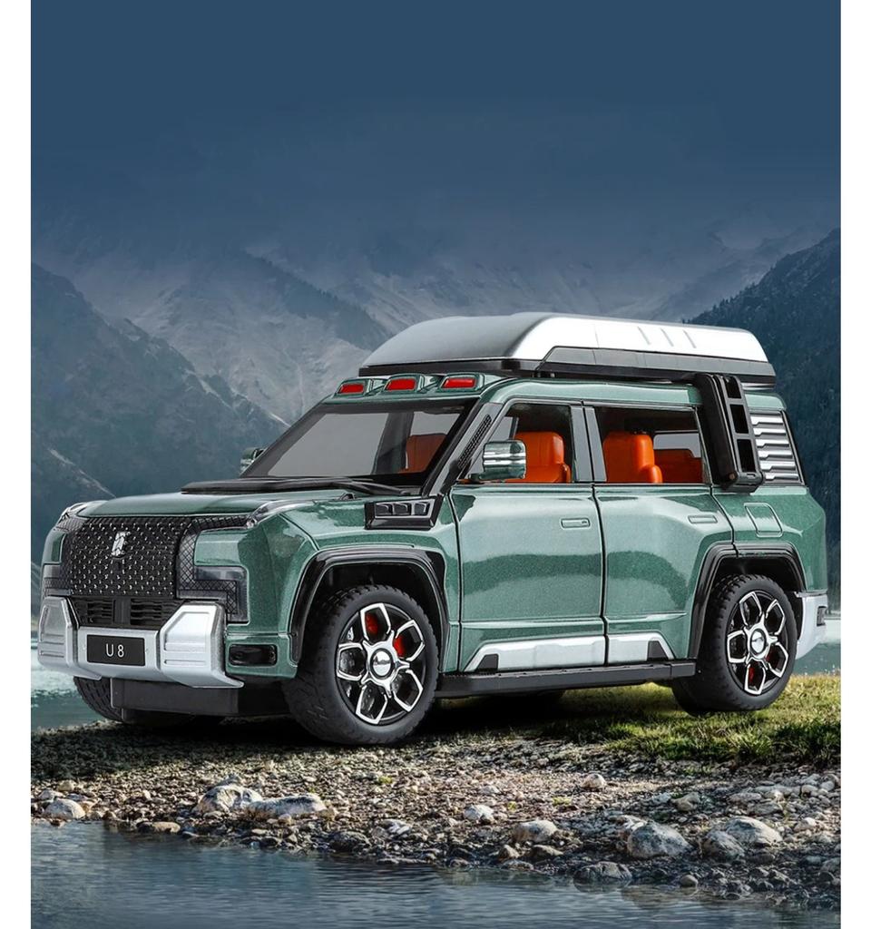 1/24 BYD Yangwang U8 Alloy SUV Car Model Diecast Metal New Energy Off-Road Vehicles Car Model Sound and Light Childrens Toy Gift