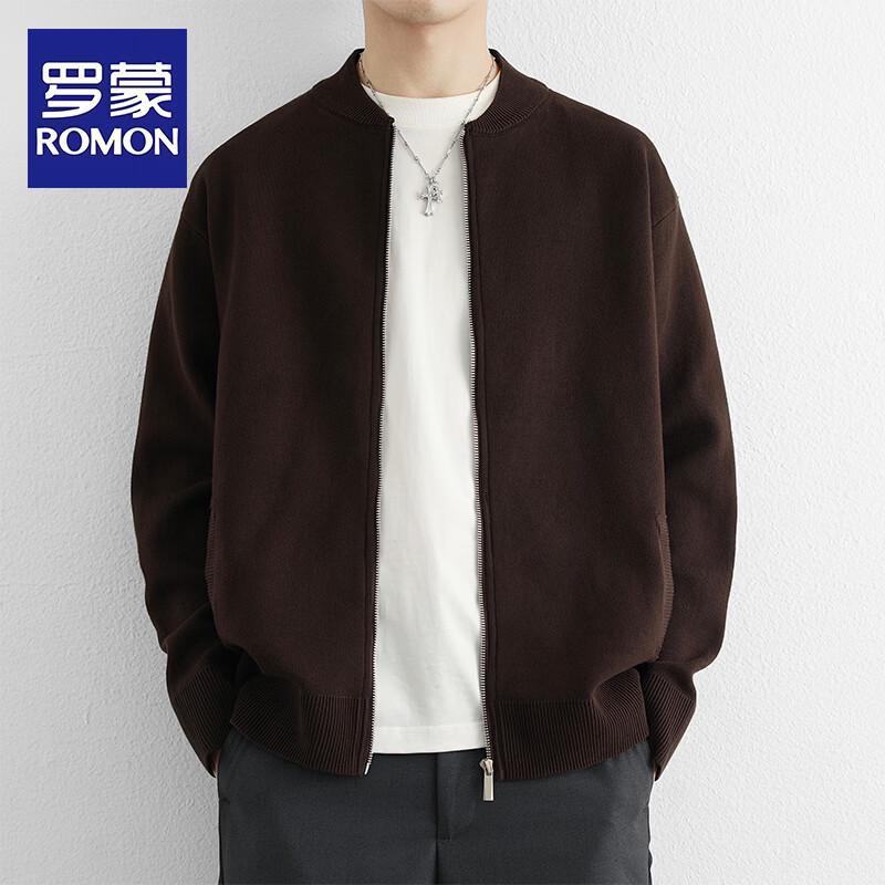 ROMON Men's Autumn Knitted Baseball Collar Cardigan Jacket