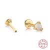 S925 Sterling Silver Screw Stud Earrings with Inlaid Opal - Fashionable Threaded Cartilage Ear Jewelry