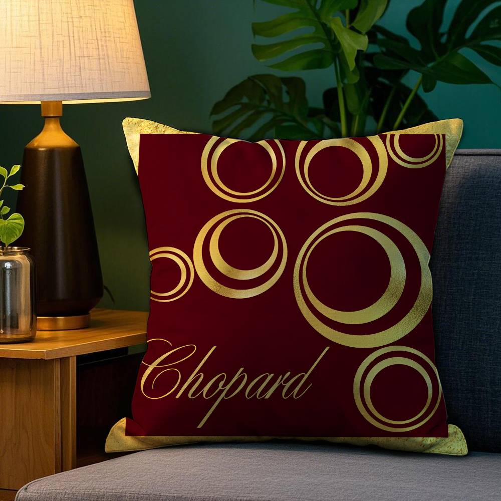 Brand C-Chopard Jewelry Pillow Case Plush Fabric Soft Double Sided Print Home Sofa High Quality Cushion Cover Throw