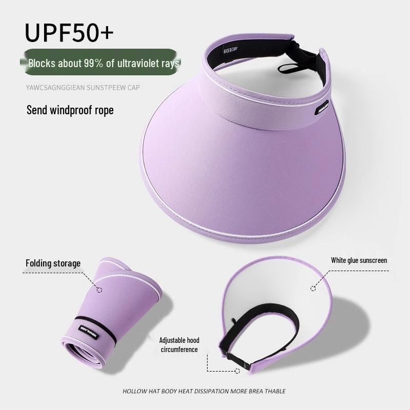 

Женская шляпа от солнца с широкими полями и открытым верхом UPF50+ - Весна/Лето 2025, Защита от УФ-лучей, Бесплатная доставка