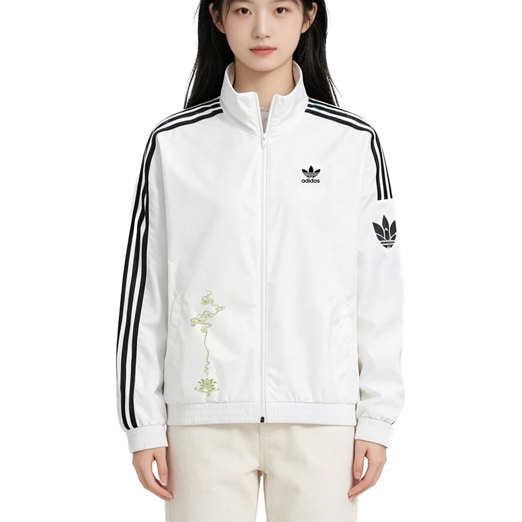 Adidas Originals RETRO TREFOIL Jackets Unisex Bright White Stand Colla