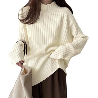 Yino Knit High Ribbed Long Loose Perfect for Going Winter Women's Sweater, Neck, Turtleneck, Simple, Sleeve, Slimming, Soft, Fit, Stylish, Cute,