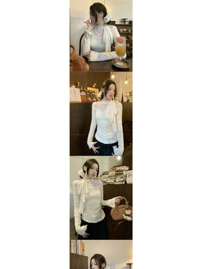 French Design Lace Slimming Top - Autumn/Winter Collection for Women