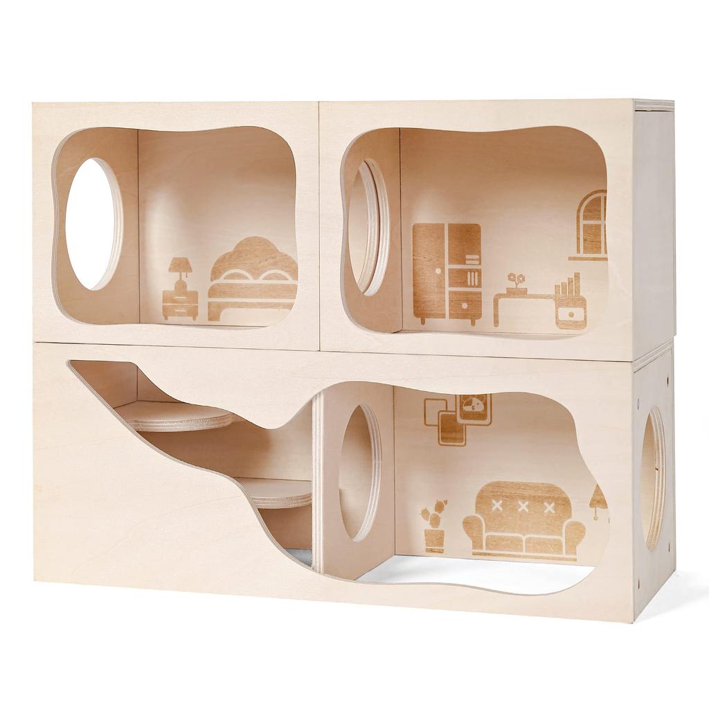 Tafit Hamsterhaus, Versteck, Holz, Hamsterhaus, Kleintier, Haustier, Tunnel, Erkundungsspielzeug, Geheimes Guckhaus für Zwerghamster