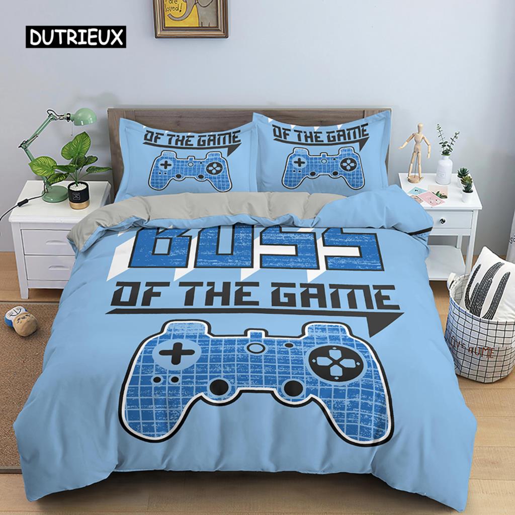 Game Handle Bedding Set Luxury Duvet Cover with Pillowcase Quilt Cover Queen King Bedding Cartoons Kids Boys Bed Cover Set Green
