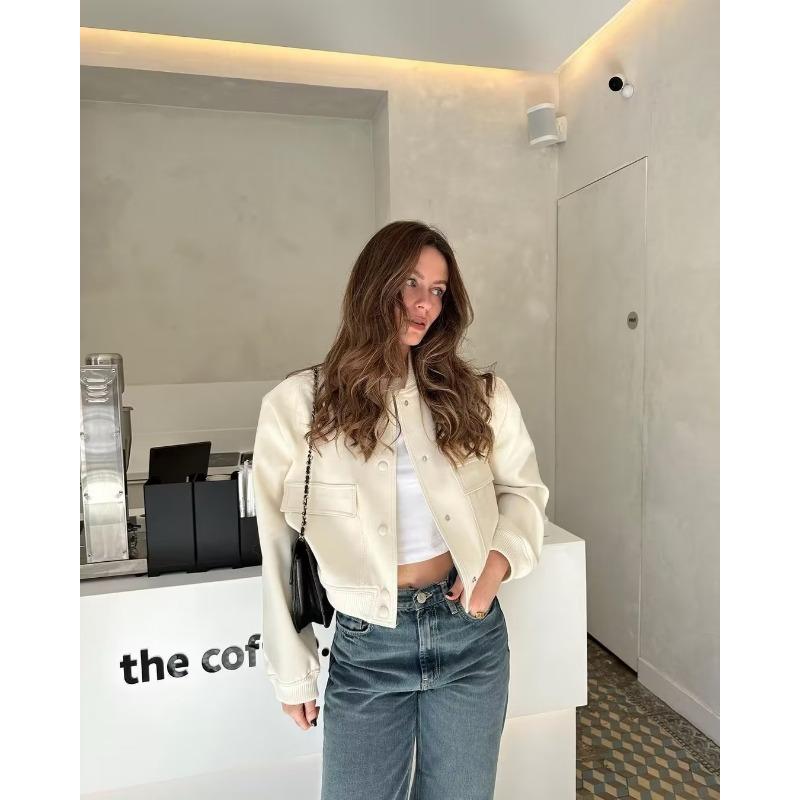 Women S Stand Collar Big Pocket Casual Spring Autumn Jacket