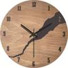 Non-Ticking Mechanism Wooden Wall Clock Cracked Wood Texture Rustic Wall Clock  For Office