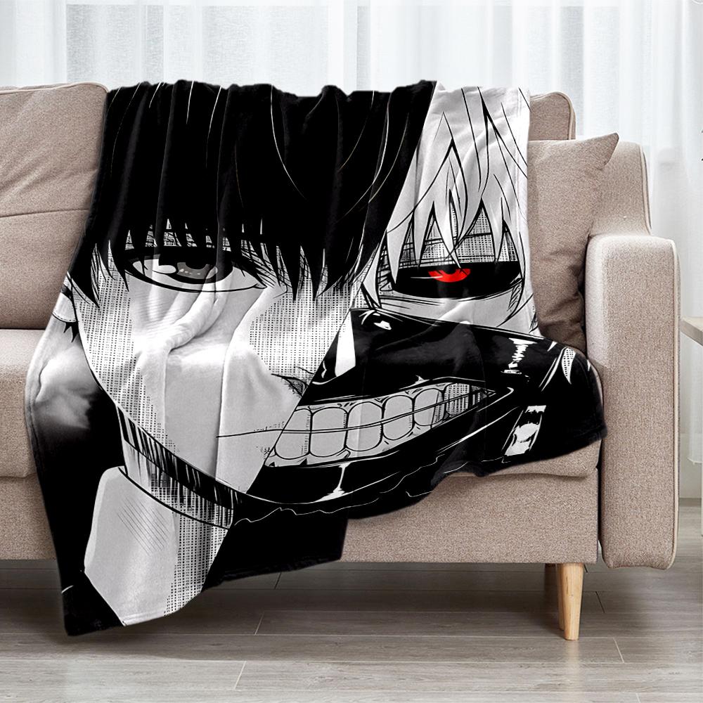 Tokyo Ghoul Theme Printed Blanket - Perfect for Couch, Bed, Travel & Outdoor Use | Machine Washable, Cozy & Durable.