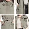 Yousheng Winter Women Vest Coat with Belt Padded Stand Collar Sleeveless Calf Length Down Waistcoat Zipper And Button Closure Cold Weather Outerwear