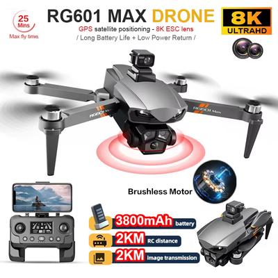 Neue RG601 MAX GPS Drone 8K Professionelle HD Dual Kamera 5G Wifi Hindernis Vermeidung Bürstenlosen Faltbare Quadcopter RC Entfernung 2KM Eders