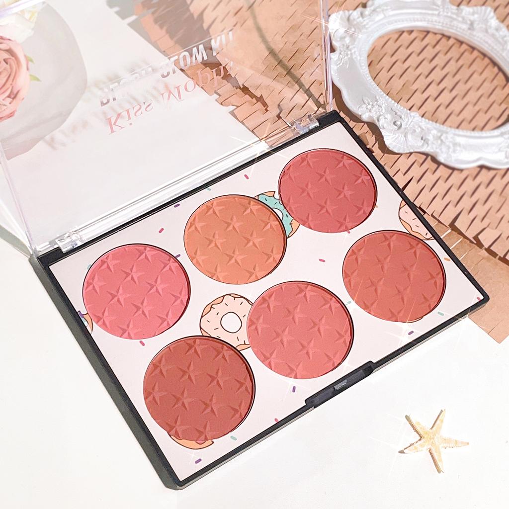 Six- Blush Plate Girl's Heart Waterproof Matte Pearl Multi- Nude Makeup Natural Grooming Students