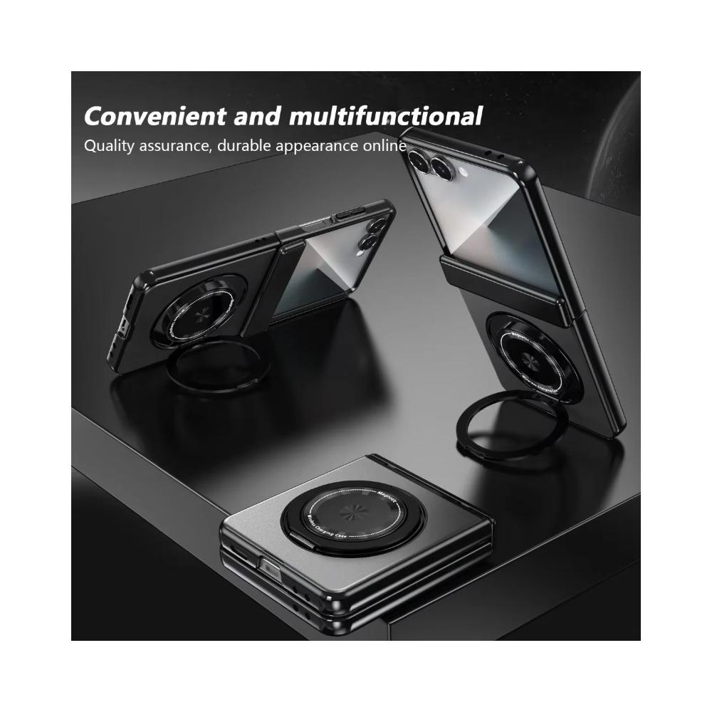 Husă de telefon cu suport magnetic rotativ la 360 de grade pentru Samsung Galaxy Z Flip 7 FE 6 5 4 3, încărcare wireless, protecție ecran pentru balama