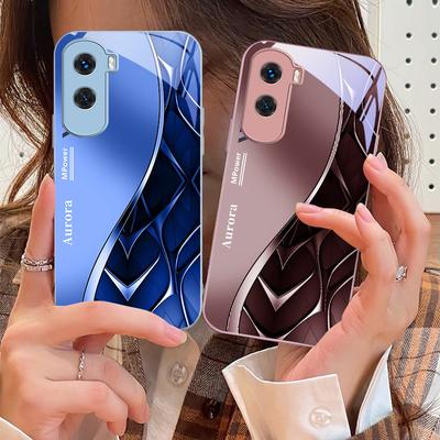 Flowing Golden Triangle For Honor 200 90 8X 9X Pro Lite P50 P40 Nova 10 11i P60 Magic4 6 Mate 20 50 Tempered Glass Phone Case