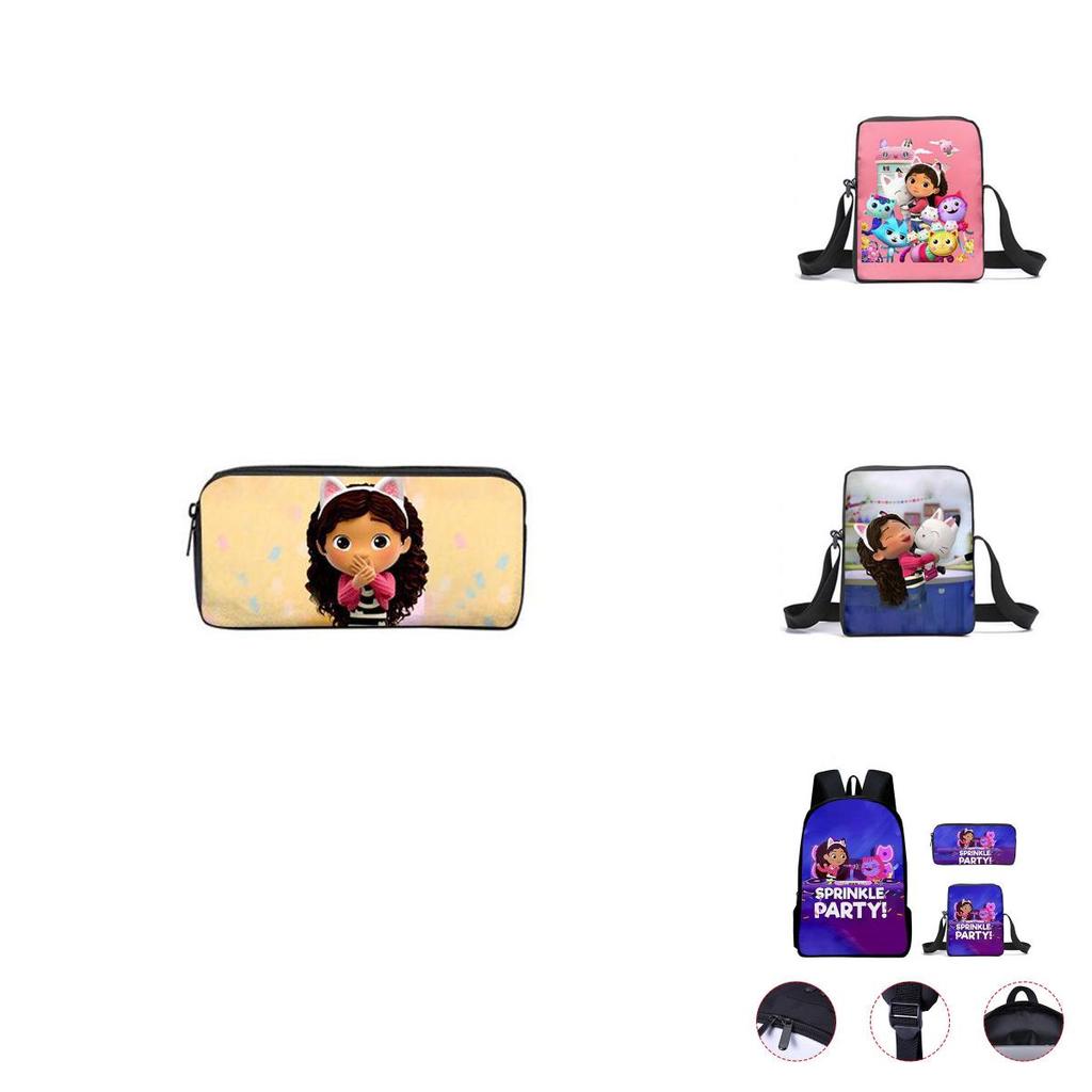 Gabby's Dollhouse Backpack Featuring Stylish Cartoon Design And Adjustable Shoulder Straps For Students