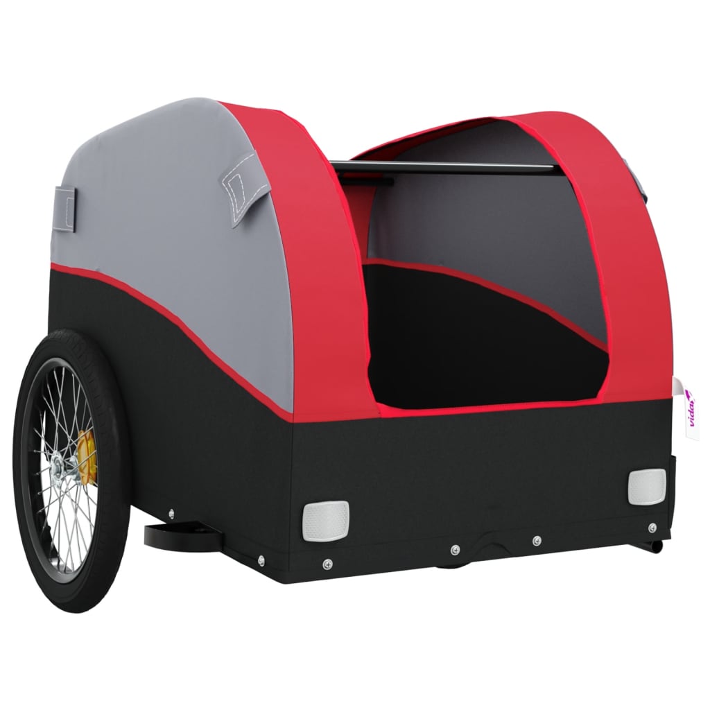 Vidaxl Przyczepka Rowerowa, Czarno-Czerwona, 45 Kg, Żelazo